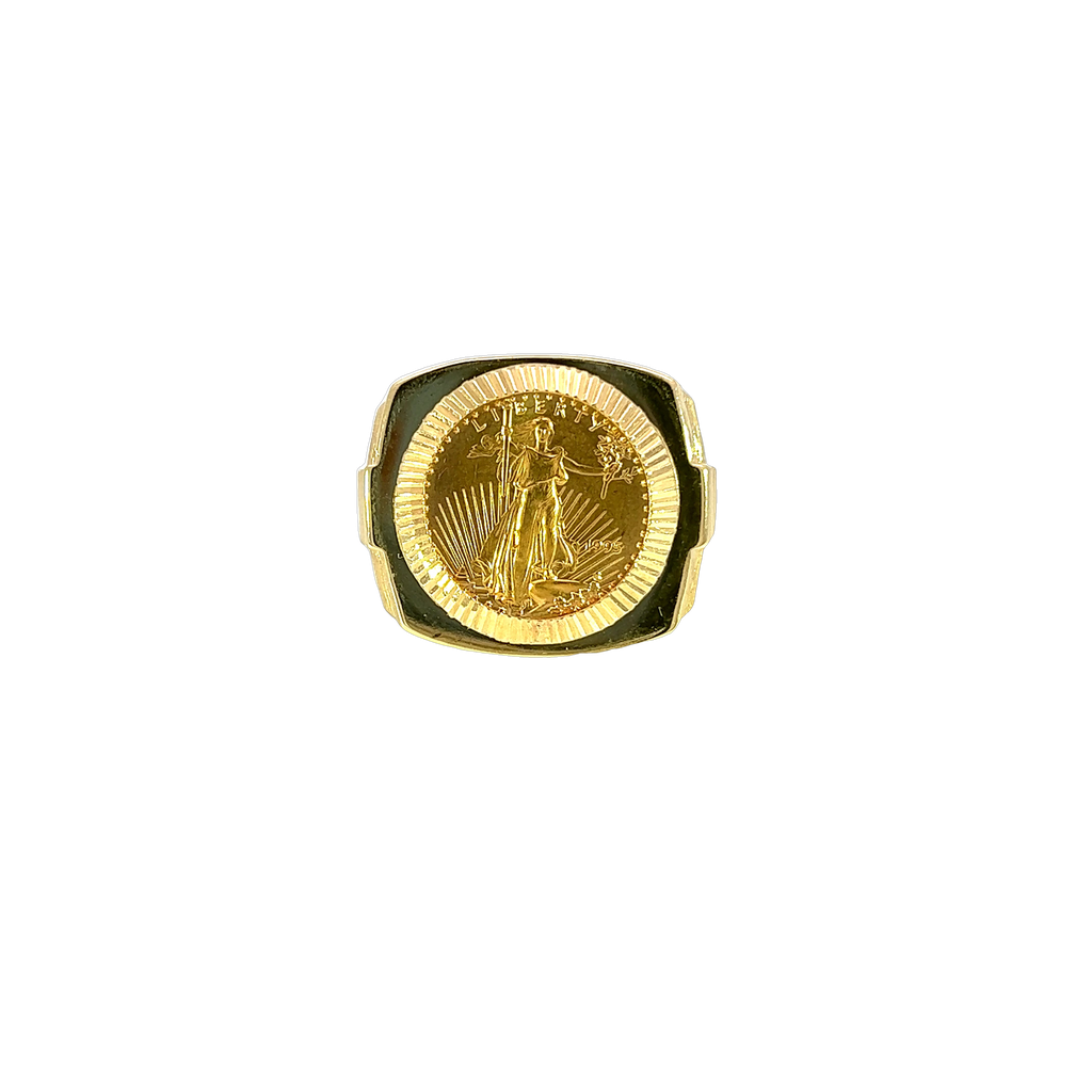 14K Yellow Gold Men's Coin Fashion Ring