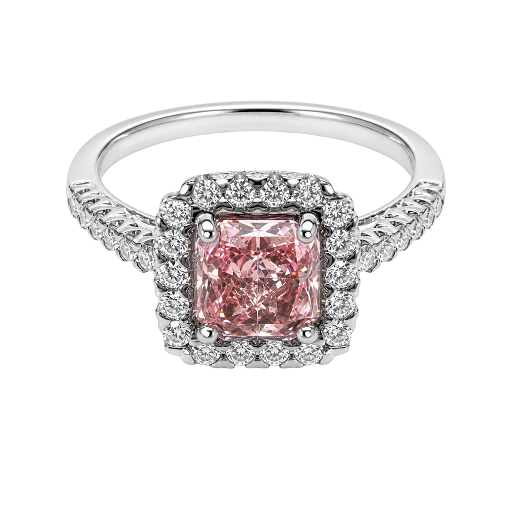 18K White Gold Pink Diamond and Diamond Fashion Ring