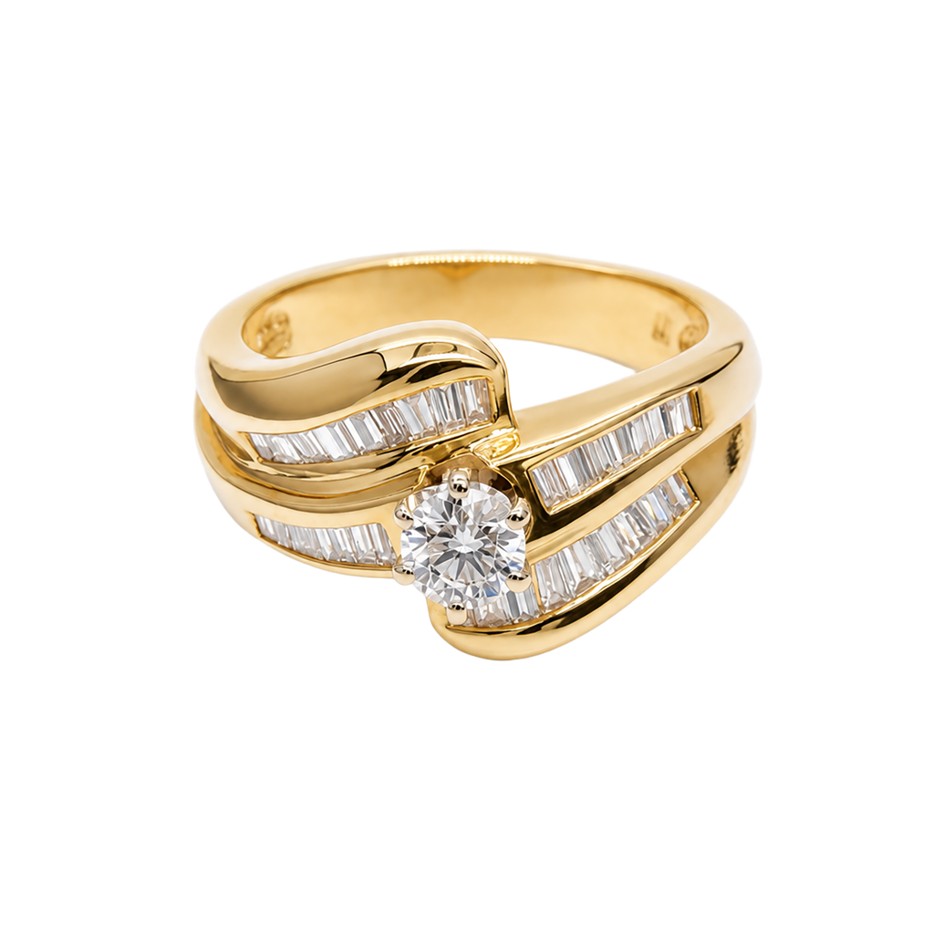14K Yellow Gold Diamond Fashion Ring