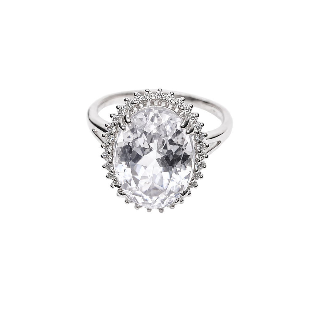 14K White Gold Kunzite and Diamond Ring