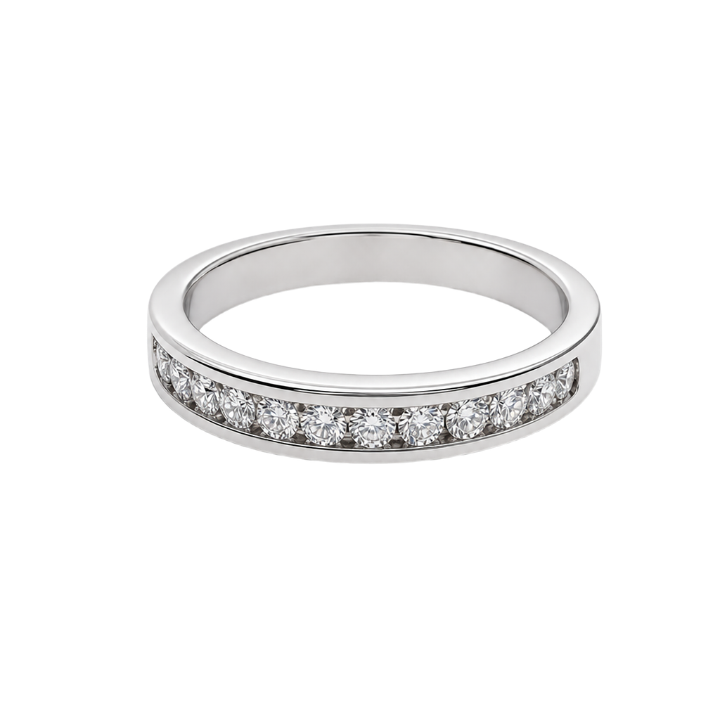 14K White Gold Diamond Band