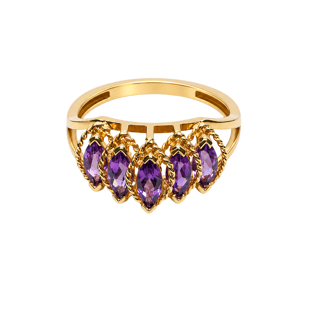 10K Yellow Gold Amethyst Fashion Ring