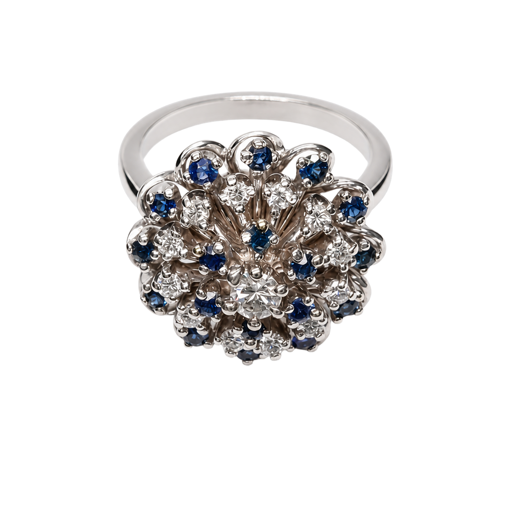 18K White Gold Sapphire and Diamond Ring