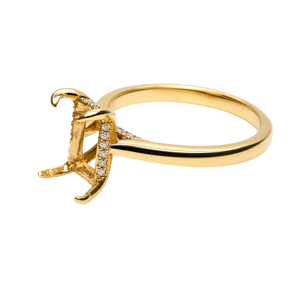 18K Yellow Gold Diamond Engagement Ring Mounting