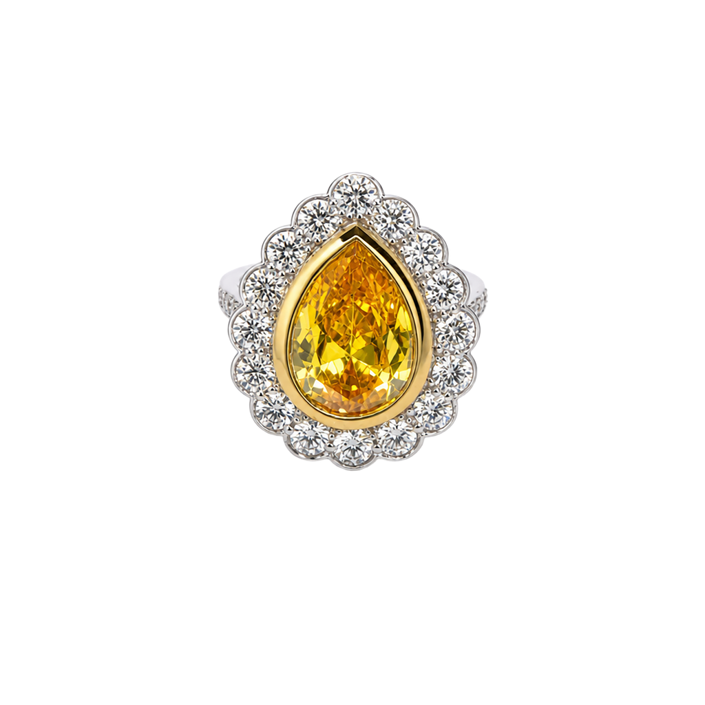 14K White Gold Diamond Cubic Zirconia Ring
