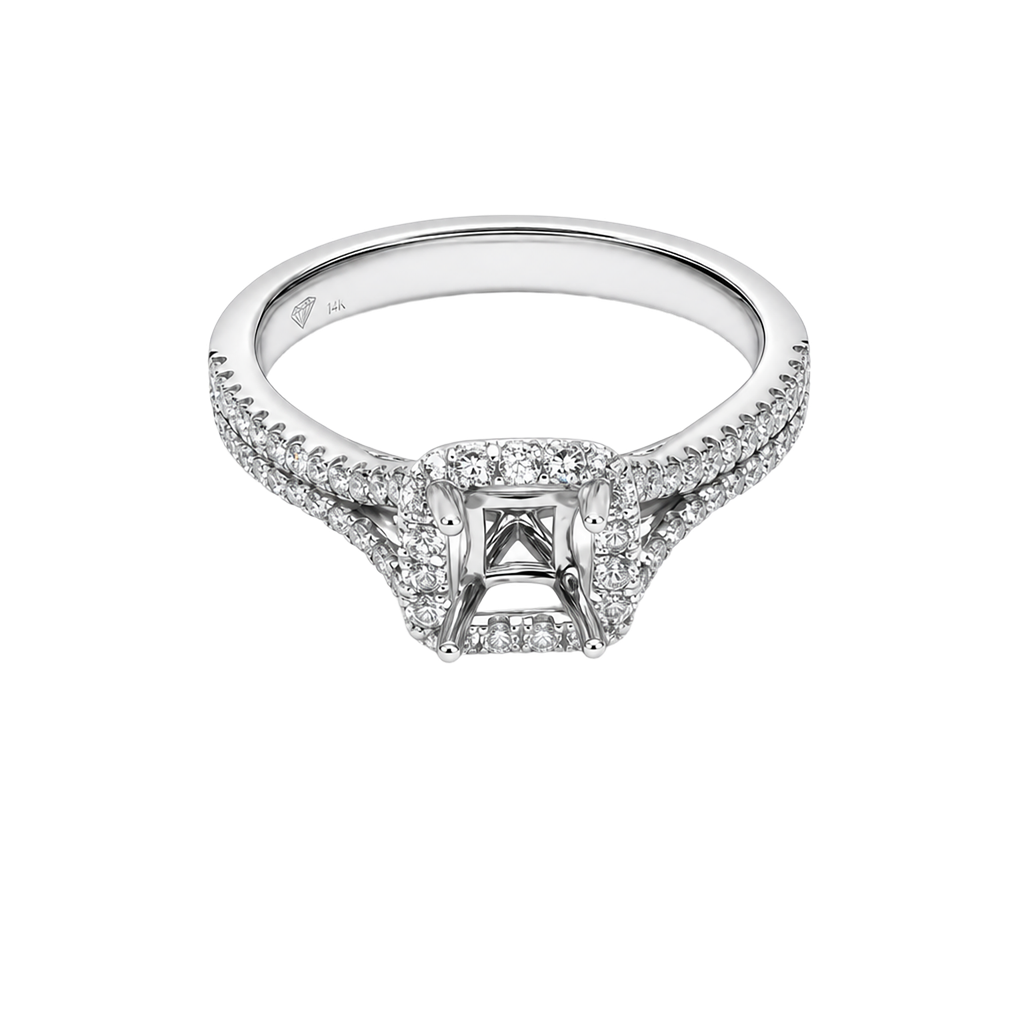 14K White Gold Diamond Engagement Ring