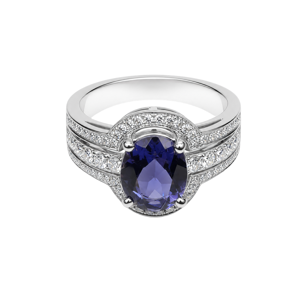 14K White Gold Diamond Sapphire Ring