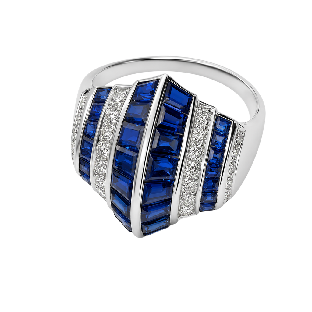 Platinum White Platinum Diamond Sapphire Ring