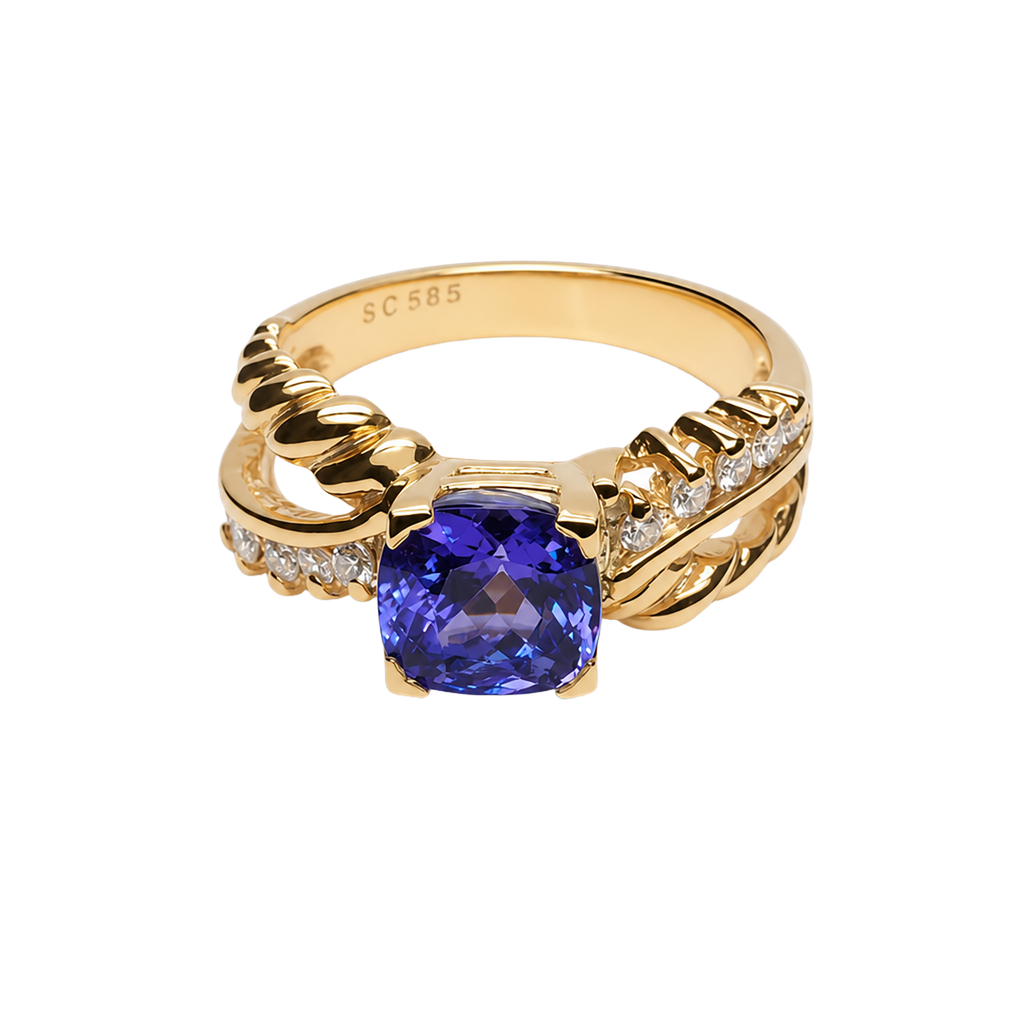 14K Yellow Gold Diamond Tanzanite Ring