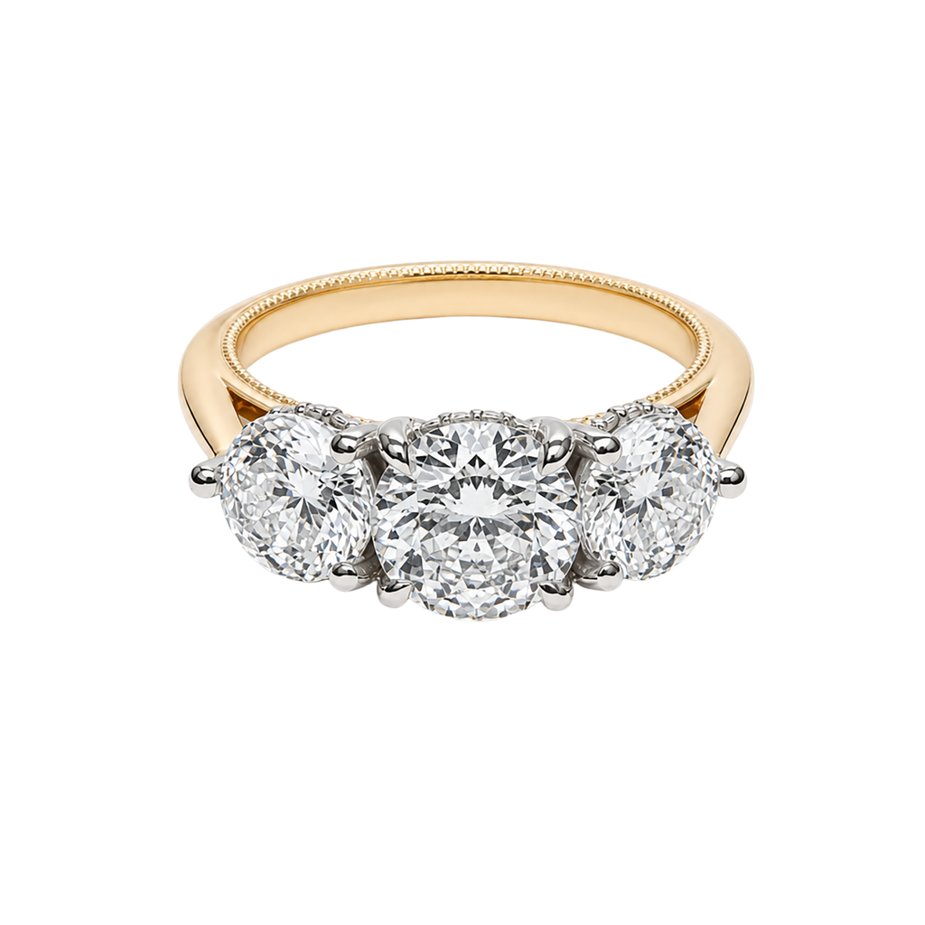 14KY Yellow Gold and Platinum Lab Diamond Ring