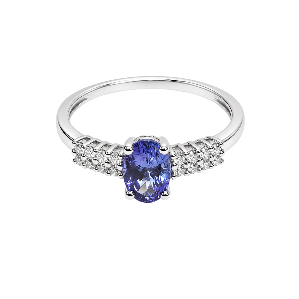 14K White Gold Diamond Tanzanite Ring