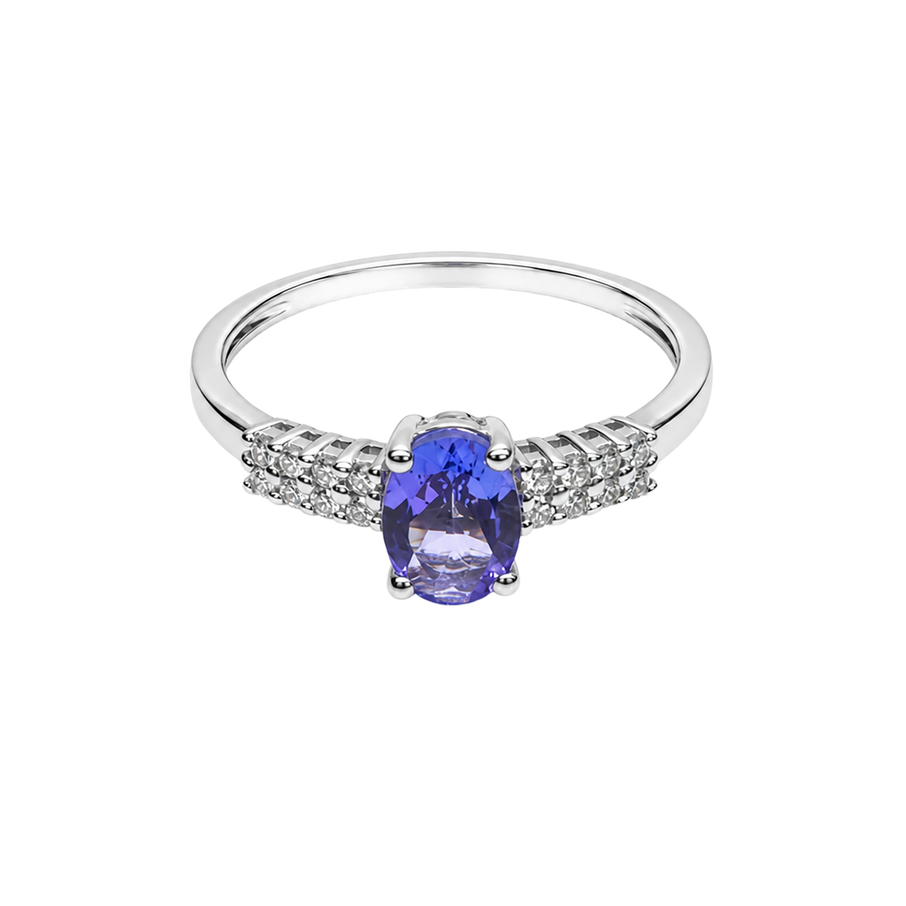 14K White Gold Diamond Tanzanite Ring