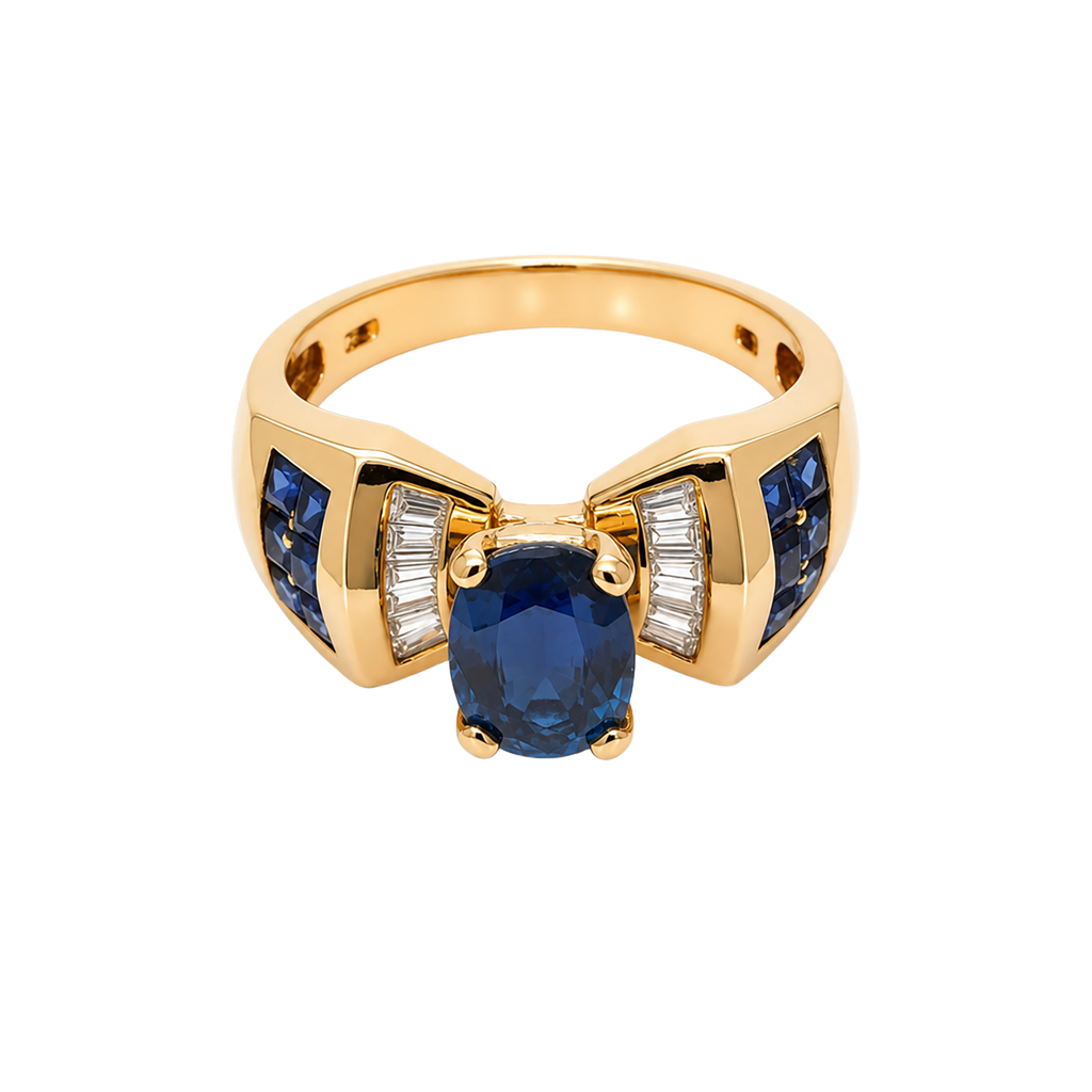10K Yellow Gold Diamond Sapphire Ring