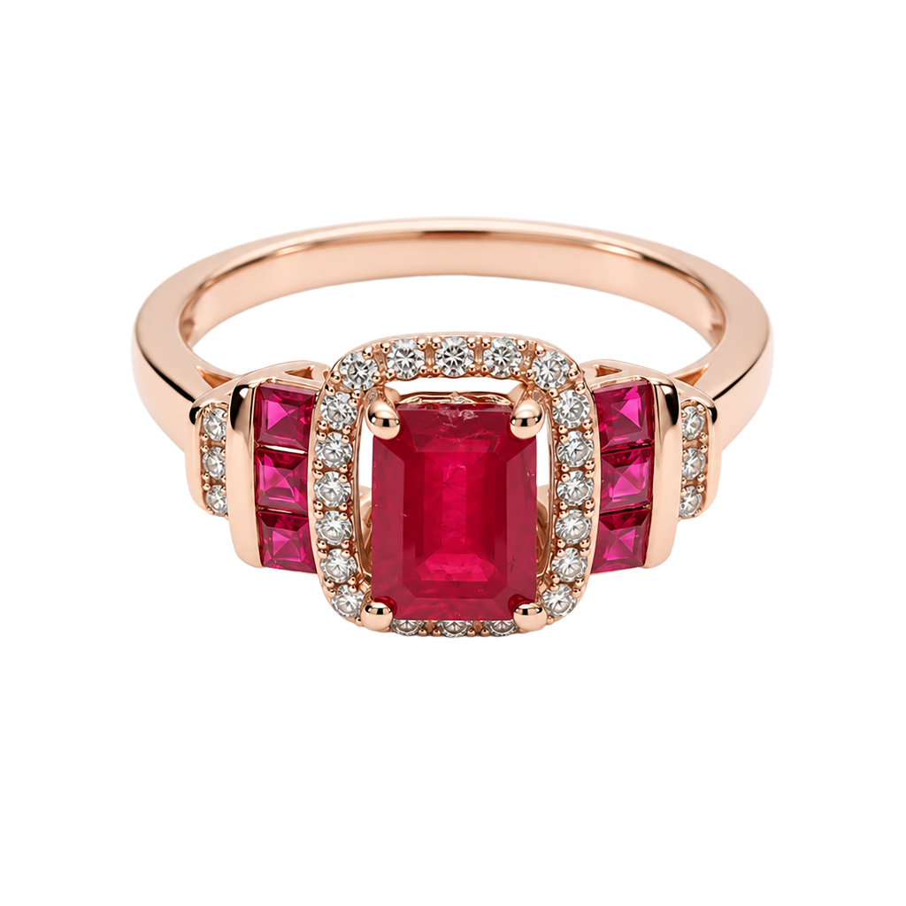14K Yellow Gold Diamond Ruby Ring