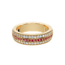 14K Yellow Gold Diamond and Ruby Band