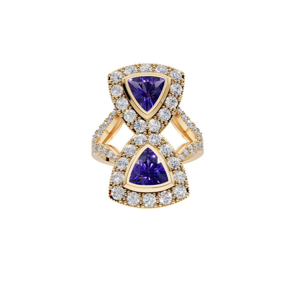 14K Yellow Gold Diamond Amethyst Ring