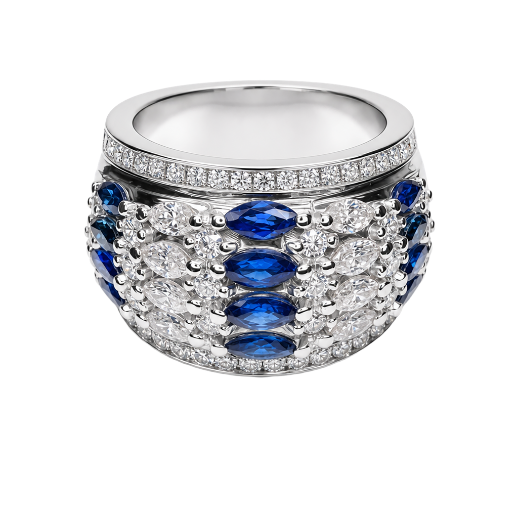 14KW White Gold Diamond Sapphire Ring