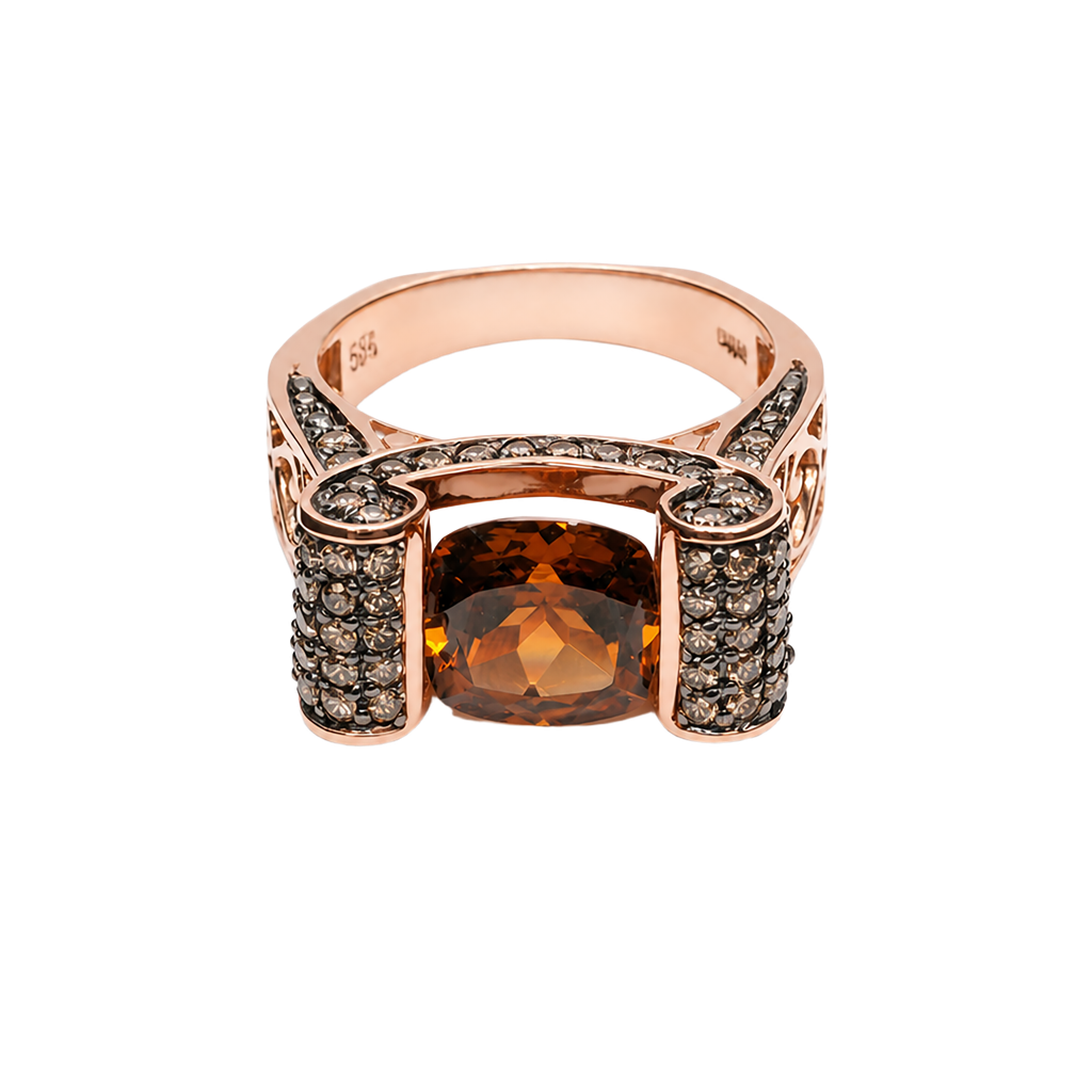 14K Yellow Gold Diamond Citrine Ring