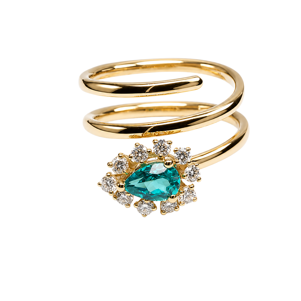 18K Yellow Gold Diamond Emerald Ring
