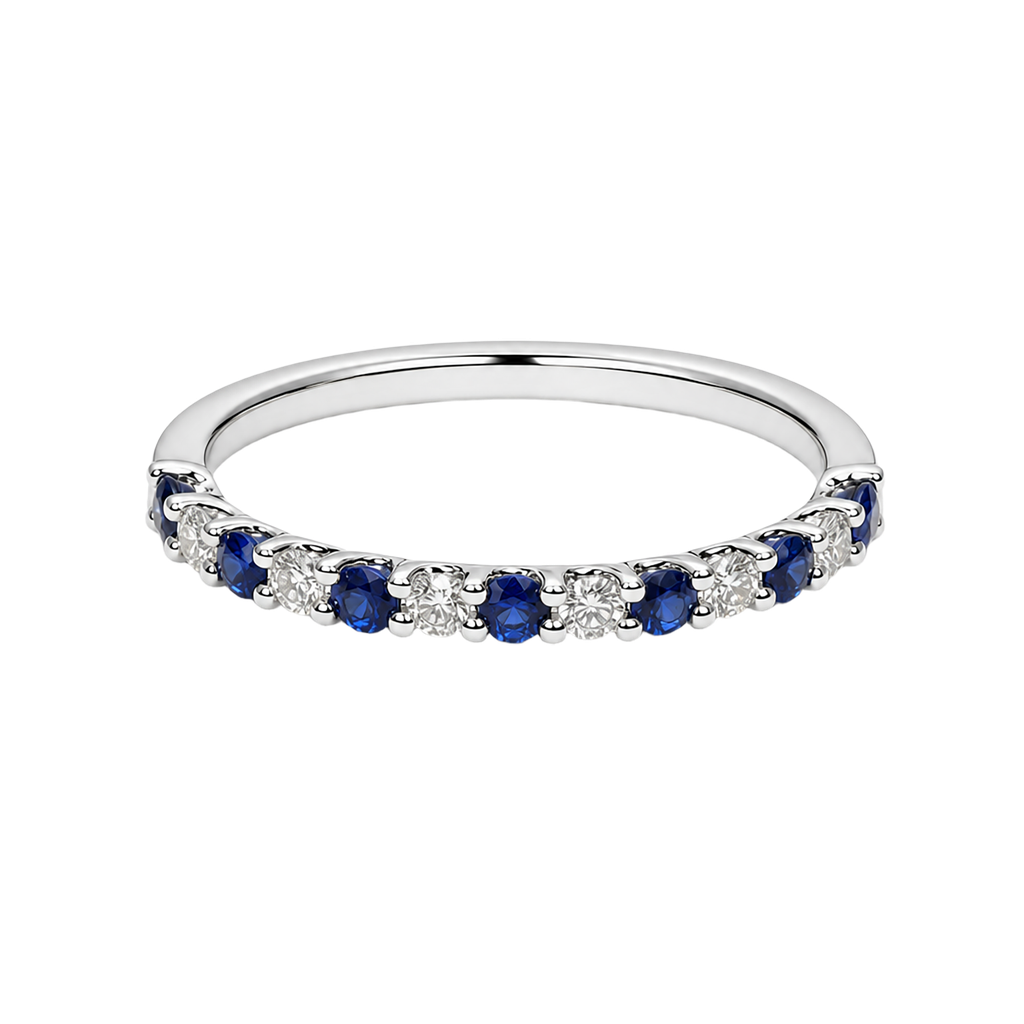 14K White Gold Diamond Sapphire Ring