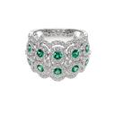 18K White Gold Diamond Emerald Ring