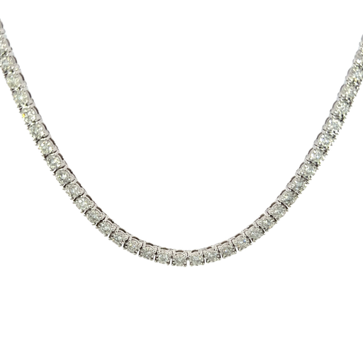 [893203200002] 10K White Gold Diamond Tennis Necklace