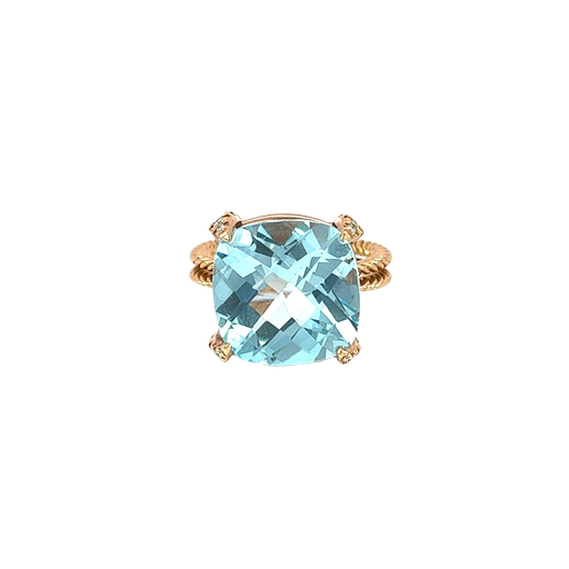 [757119600003] 14K Rose Gold Diamond and Topaz Cocktail Ring