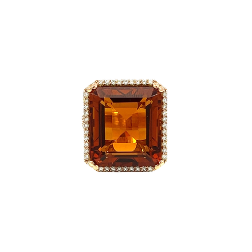 [639360000008] 14K Rose Gold Citrine and Diamond Cocktail Ring