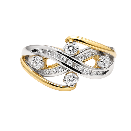 [742172400001] 14K Two-Tone Gold Diamond Cocktail and Fashion Ring