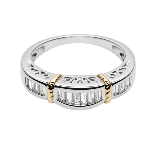 [741394800012] 14K Two-Tone Gold Diamond Band and Fashion Ring