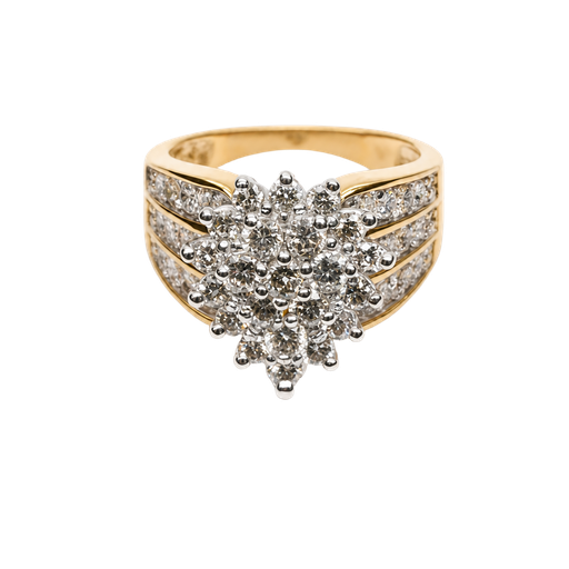 [868575600010] 10K Two-Tone Gold Diamond Cocktail Ring