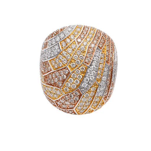 [833414400007] 14K Two-Tone Gold Diamond Cocktail Ring