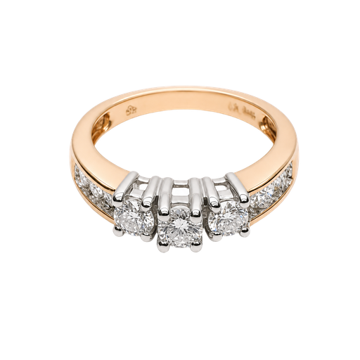 [794275200002] 14K Two-Tone Gold Diamond Stackable Ring