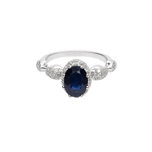 [657414000001] 14K White Gold Diamond and Sapphire Fashion Ring