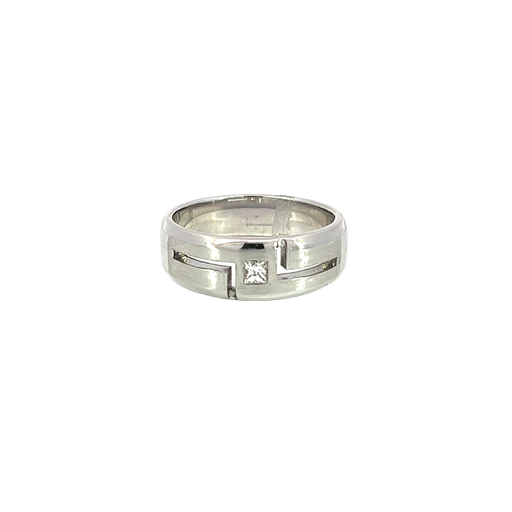 [854665200002] 14K White Gold Diamond Band 