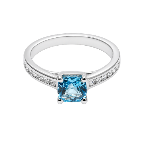 [798768000001] 14K White Gold Diamond and Topaz Fashion Ring
