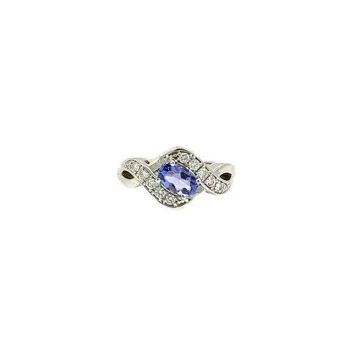 [779497200002] 14K White Gold Diamond and Tanzanite Fashion Ring