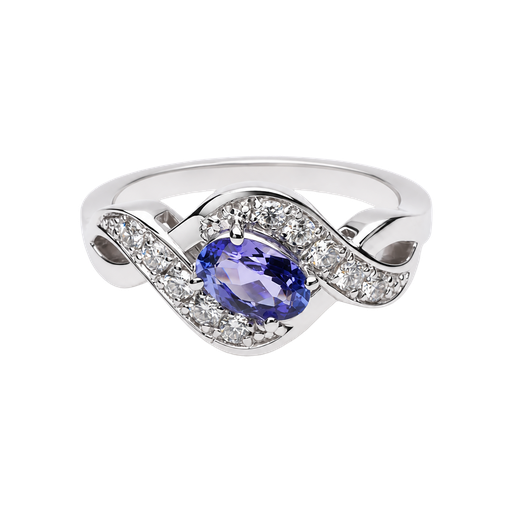 [779497200002] 14K White Gold Diamond and Tanzanite Fashion Ring