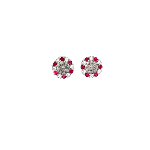 [735609600001] 14K White Gold Diamond and Ruby Earring Jackets