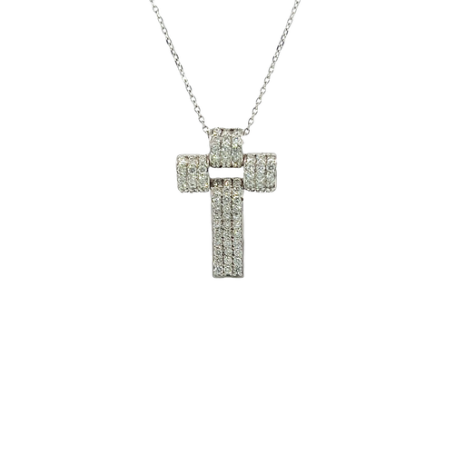 [697417200001] 14K White Gold Diamond Cross Pendant