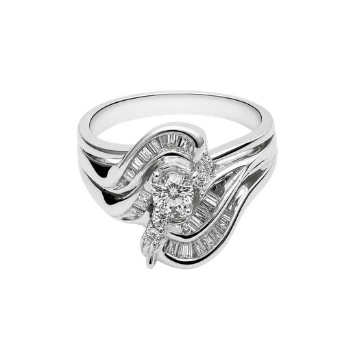 [735091200001] 14K White Gold Diamond Cocktail Ring