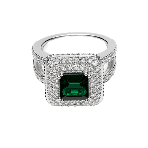 [910647886124] 14K White Gold Diamond and Indicolite Cocktail Ring