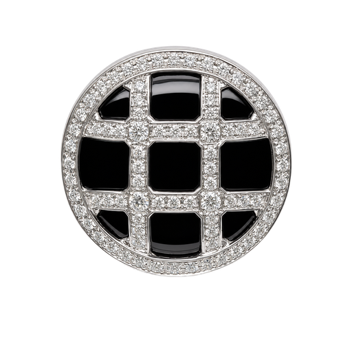 [639360000010] 14K White Gold Diamond and Onyx Cocktail Ring