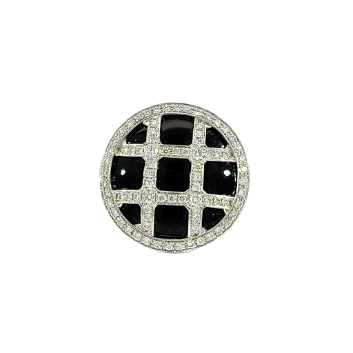[639360000010] 14K White Gold Diamond and Onyx Cocktail Ring