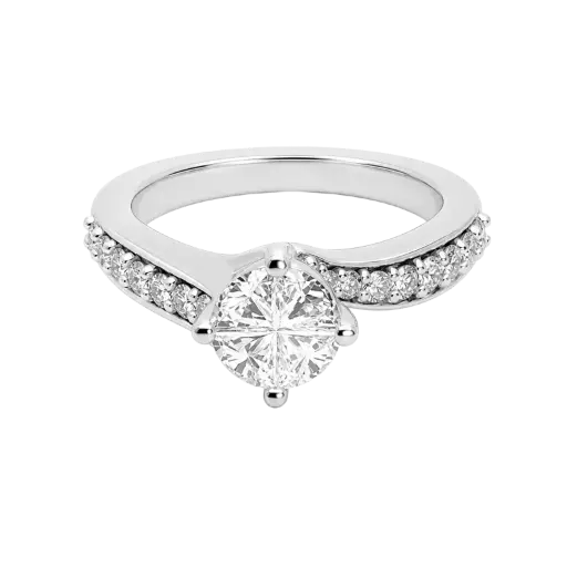 [639360000089] 14K White Gold Diamond Engagement Ring