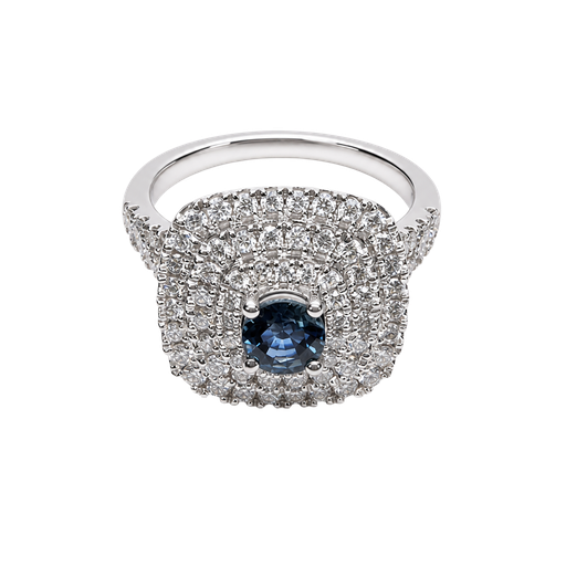 [871081200002] 14K White Gold Diamond Sapphire Ring