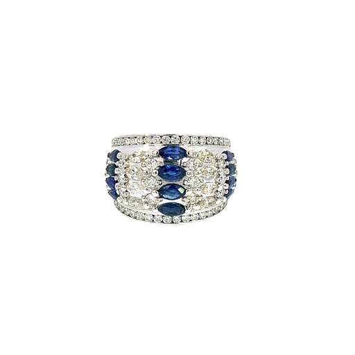 [708735600005] 14K White Gold Diamond and Sapphire Cocktail Ring