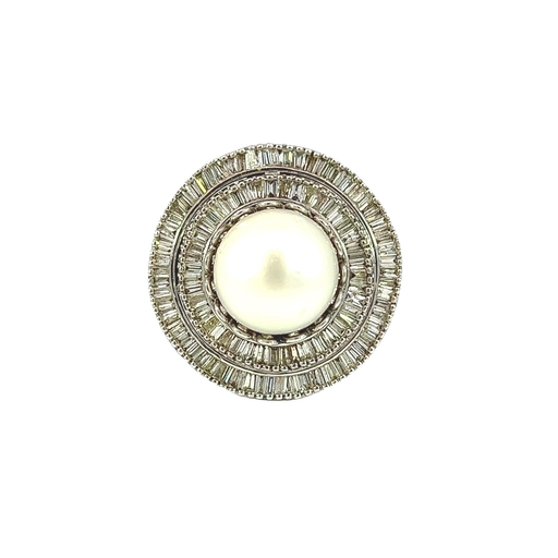 [838422000001] 14K White Gold Diamond and Pearl Cocktail Ring