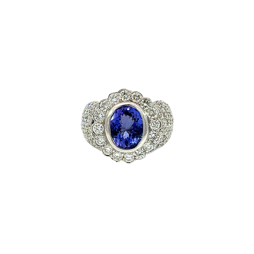 [887155200001] 14K White Gold Diamond and Tanzanite Cocktail Ring
