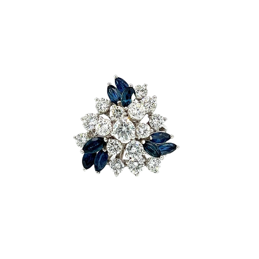 [904328245429] 14K White Gold Diamond and Sapphire Cocktail Ring